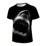 Men's Shark Print Graphic Design Active T-shirt - Casual and Comfy Tee for Summer, Gym, and Running