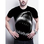 Men's Shark Print Graphic Design Active T-shirt - Casual and Comfy Tee for Summer, Gym, and Running