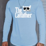 Cat Animal Print, Men's Comfy Fit Long Sleeve T-shirt, Warm And Sporty Top Clothing