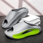 Colorblock Stylish Pillow Slides, Soft Sole Platform Slip On Home Shower Slides, Non-slip Summer Casual Slides