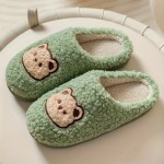 Cozy and Warm Cute Bear Plush Slippers - Closed Toe Slip On House Shoes