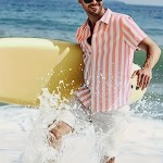 Men's Shirt Top, Vertical Striped Lapel Short Sleeves Closure Summer Male Casual Button Up Shirt For Daily Vacation Resorts Beach Shirts For Men