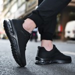 Men's Air Cushion Shock Absorption Knitted Lightweight Breathable Lace Up Athletic Shoes For Outdoor Running Walking