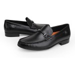 Leather Dress Shoes for Men, Luxury Classic Moc-Toe Penny Shoes Bit Slip-on Loafer for Mens