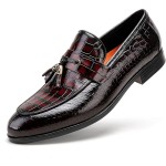 Men's Tassel Loafer, Classic Casual Dress Shoe, Black Smooth Leather Tassel Slip-on Penny Loafer for Mens